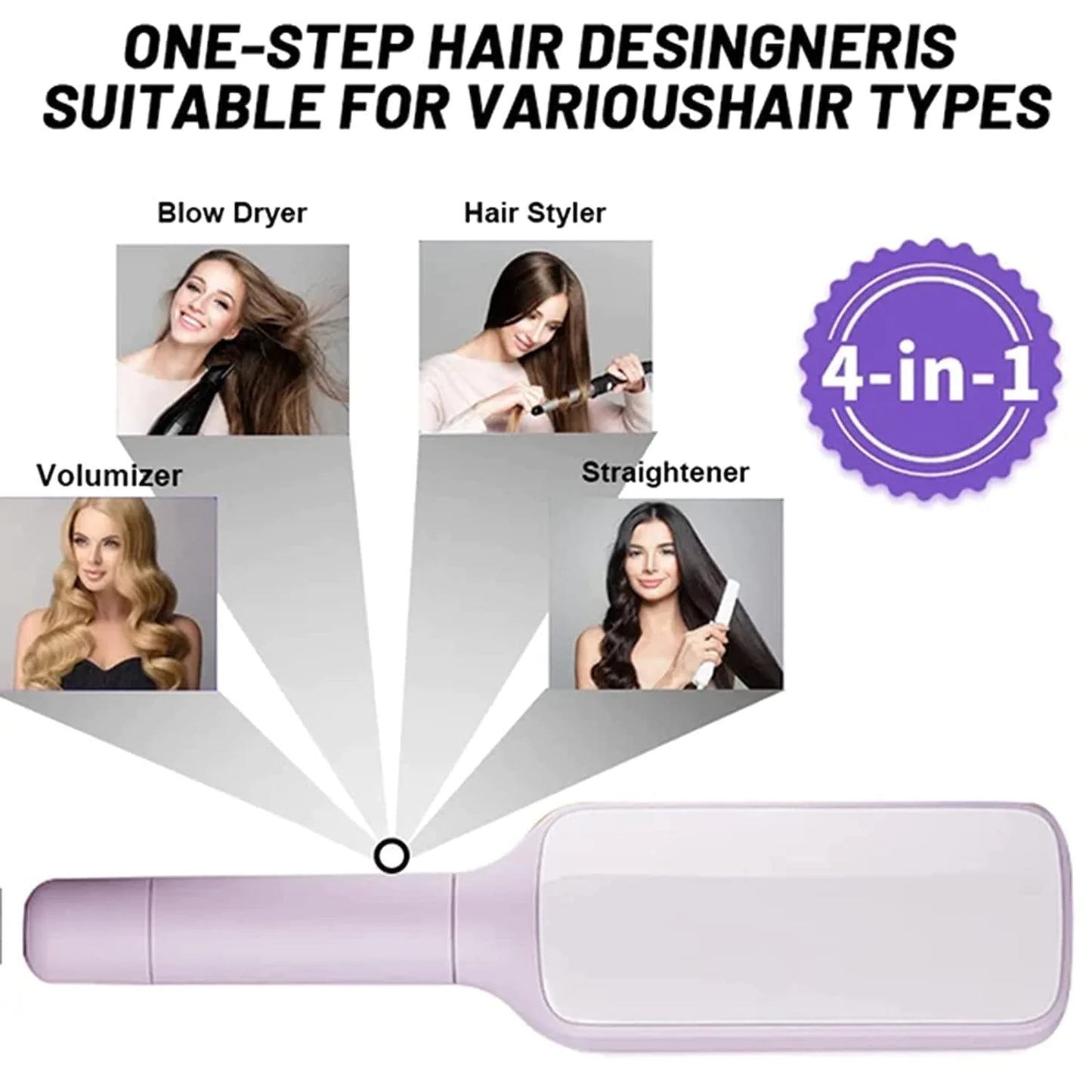 4-in-1 Self-Cleaning Hair Brush