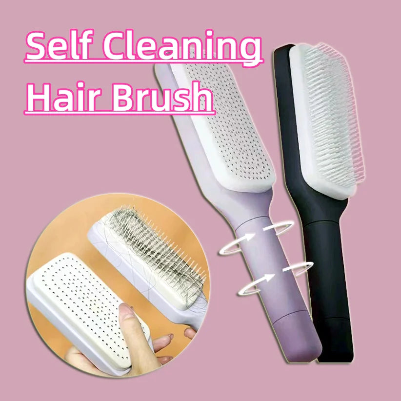 4-in-1 Self-Cleaning Hair Brush